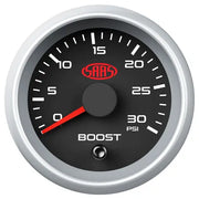SAAS Boost Gauge Diesel 0-30 psi 52mm Muscle Series II Black 12V - SGTBD52BS2