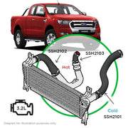 SAAS Ford Ranger/Mazda BT50 3.2L 3 Piece Silicone Hose and Clamp Intercooler Upgrade Kit 2011 - 2022 - SSH2101-KIT  (Bulky Item - Freight Applies)