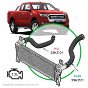 SAAS Ford Ranger/Mazda BT50 3.2L 2 Piece Silicone Intercooler Upgrade Kit 2011 - 2022 - SSH2104-KIT  (Bulky Item - Freight Applies)
