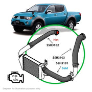 SAAS Mitsubishi Triton 2.5L 3.2L ML-MN 3 Piece Silicone Intercooler Upgrade Kit - SSH3101-KIT  (Bulky Item - Freight Applies)