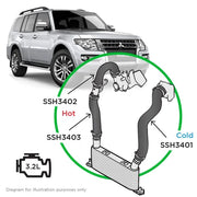 SAAS Mitsubishi Pajero 3.2 NS NT NX NW 2006 - 2020 Intercooler Pipe Kit Silicone - SSH3401-KIT  (Bulky Item - Freight Applies)