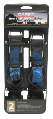 Carfit 25mm X 1.8M Cambuckle Strap Set Of 2 - 46CB2518-2