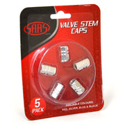 SAAS Silver Metal Valve Caps - 5 Pack - 194225