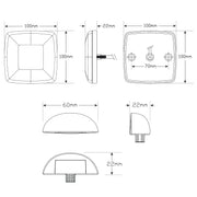 LED Autolamps 98BARLP2/5 5 Metre Small Square LED Trailer Lamp Kit with Reflex Reflector and Licence Plate Lamp - Stop/Tail/Indicator