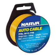 Narva 10A 3mm Yellow Single Core Cable (7M) - 5813-7Yw