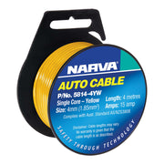 Narva Single Core Cable, 4mm 15A 4M Yellow - 5814-4YW