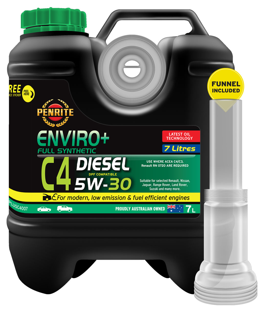 Penrite Enviro+ C4 Full Sythetic 5W-30 Engine Oil, 7L - EPLUSC4007 (Pickup Only)