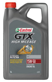 Castrol GTX High Mileage Mineral 15W-50 Engine Oil, 5L - 3413802 (Pickup Only)