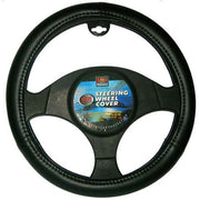PCCovers 38cm Steering Wheel Cover - Smooth Leather Look - Black - RG2424BK (Pickup Only)