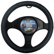 PCCovers 40cm Steering Wheel Cover - Rough Leather Look - Black - RG2427-40BK (Pickup Only)