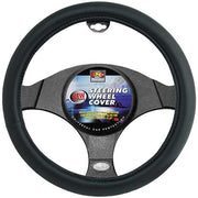 PCCovers 40cm Smooth Leather Look Steering Wheel Cover - Black - RG2434 (Pickup Only)