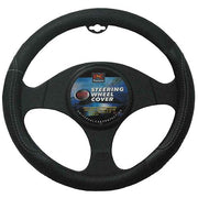 PCCovers 38cm Steering Wheel Cover - Leather Feel, Raised Stitching - Black - RG2476BK (Pickup Only)