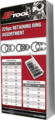 PKTool 225pc Circlip/Snap/Retaing Ring Assortment - RG2806 (Pickup Only)
