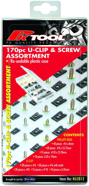 PKTool 170pc U-Clip and Screw Assortment - RG2812 (Pickup Only)