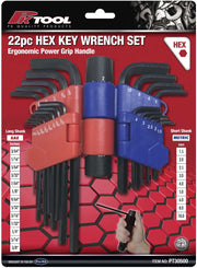 PKTool 22 Piece Metric & SAE Hex Key Wrench Set with Handle and Case - PT30500