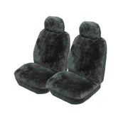 MyCar 20mm Thick Sheepskin Front Seat Covers Size 30 - Charcoal Soft Fleece - SSOFA3008 (Bulky Item - Freight Applies)