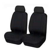 MyCar Lavish Universal Front Seat Covers Size 30/35 PU Leather Look - Black With Blue Stitching - LAVA3503